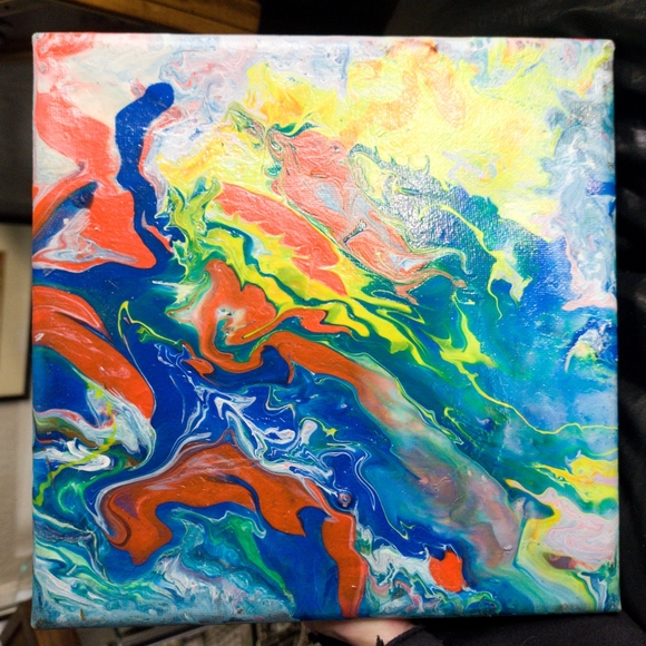 Handmade Vibrant Abstract Canvas Art - Picture 2 of 3